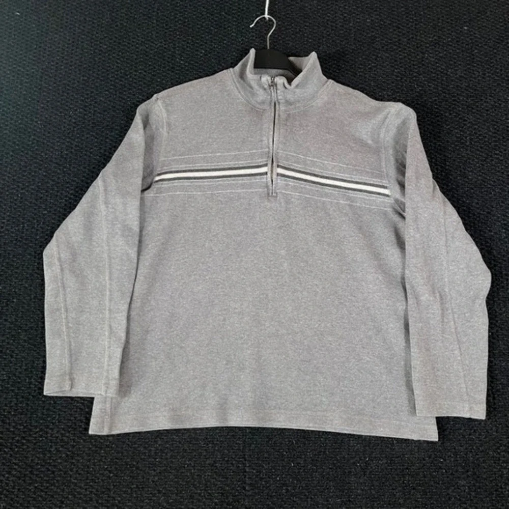 Banana Republic‎ Mens Gray Quarter Zip Pullover Sweater Size L 100% Cotton